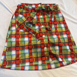 Vtg Handmade Plaid Skirt Bloomer Set w/ Matching Belt Cottagecore Prairie Costum
